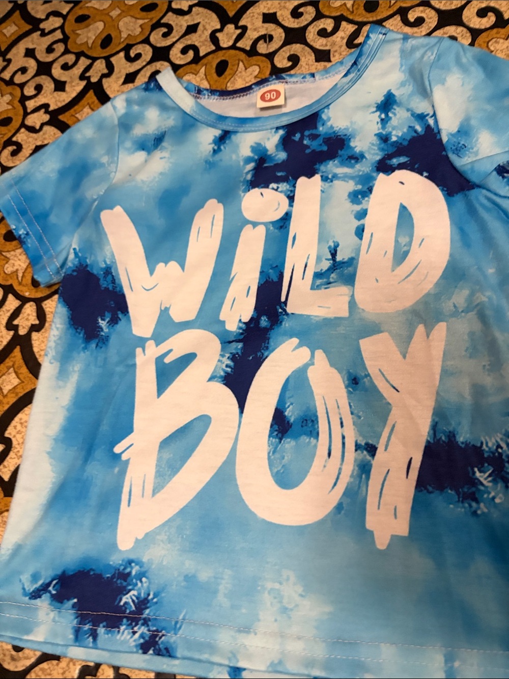 SHEIN Blue Tie-Dye "WILD BOY" Graphic Tee